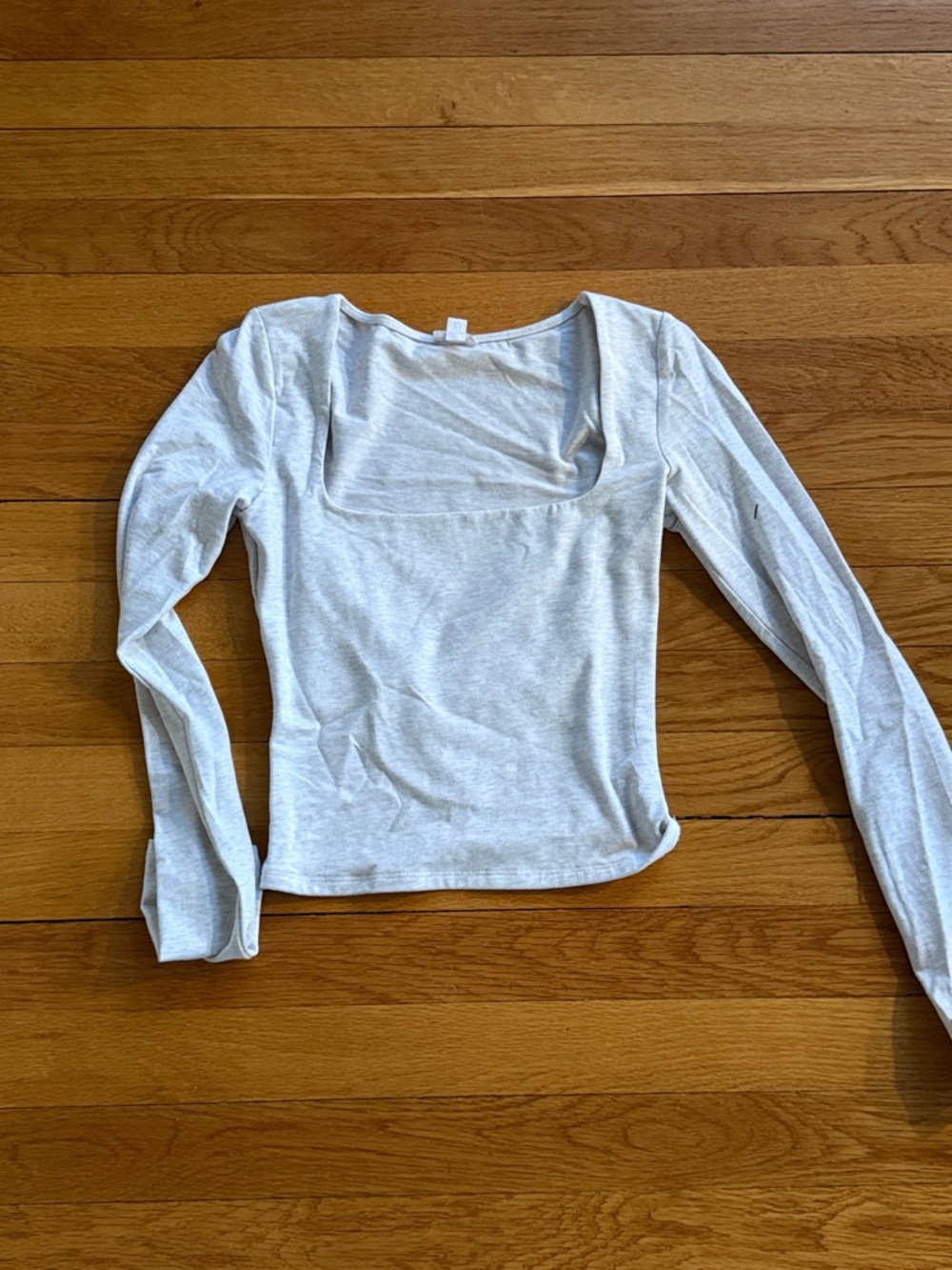 Garage Light Gray Square Neck Long Sleeve Top